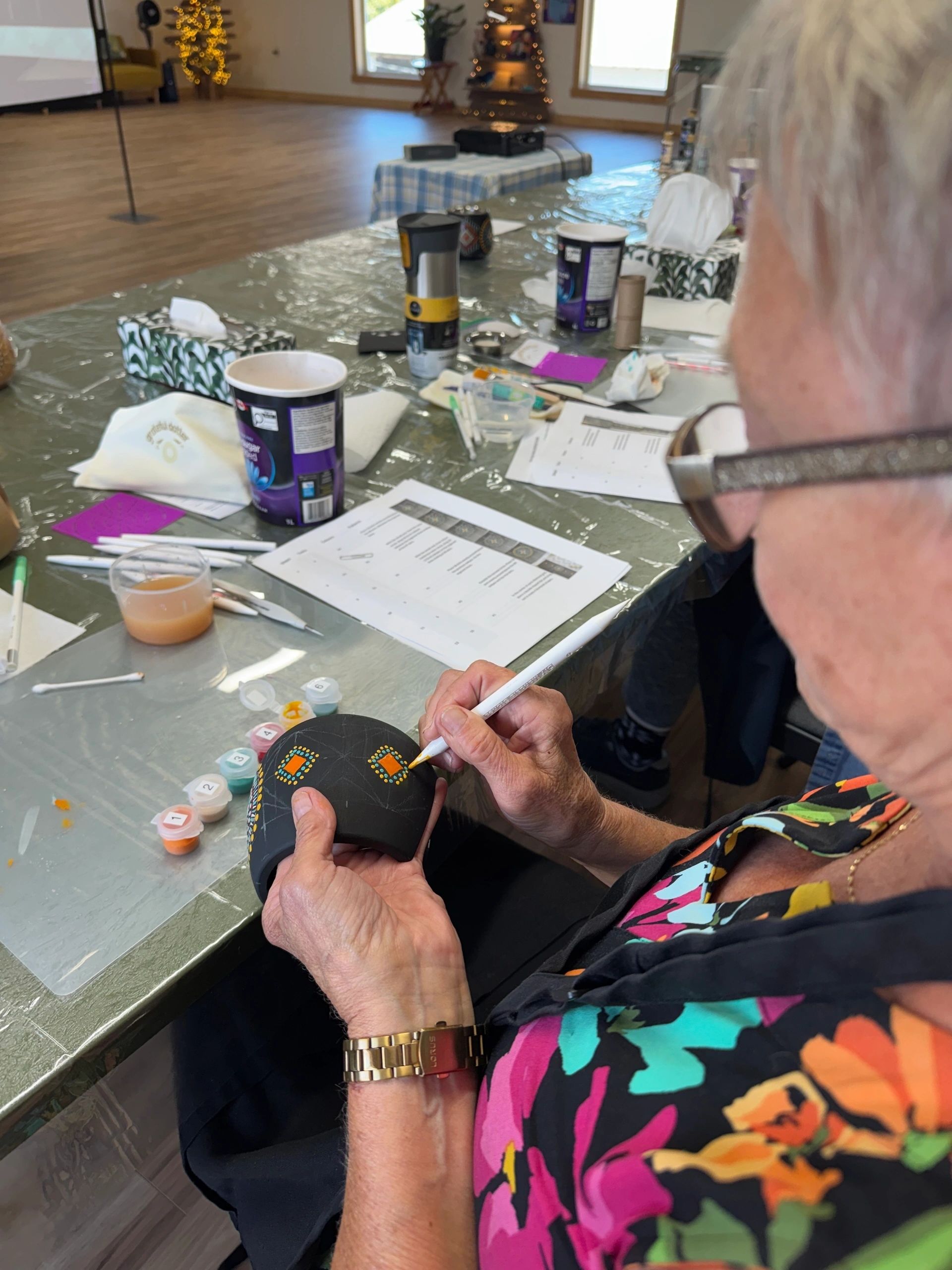Colorful dot art stones